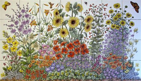 Pin By Madison Baughman On Flowers Tile Murals Backsplash Tile Mural