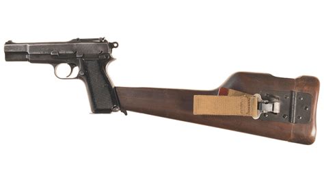 Canadian Inglis Mk I Semi Automatic Pistol With Shoulder Stock Rock