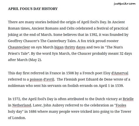 April Fools Day History And Facts