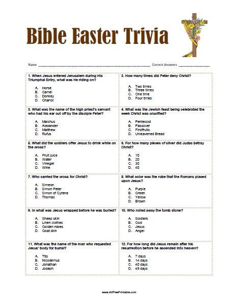 Home » free printables » free printable trivia questions and answers. Free Printable Bible Easter Trivia Quiz. Free Printable ...
