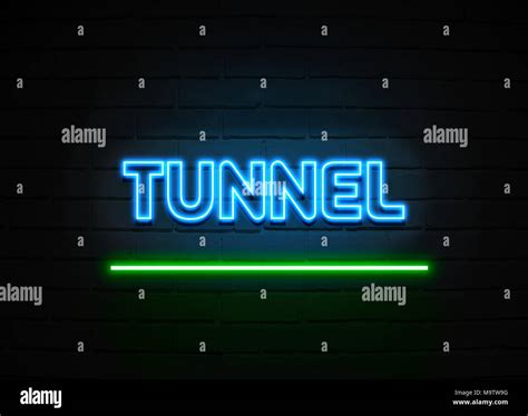 Tunnel Neon Sign Glowing Neon Sign On Brickwall Wall 3d Rendered