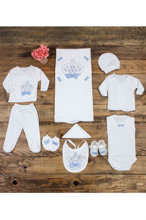 Modakids - Çocuk ve Bebek Giyim-Mavi Yenidoğan 10 lu Kral Taçlı Erkek