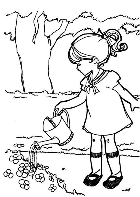 Dessins gratuits colorier coloriage fille manga imprimer avec. Coloriage la petite fille et l'arrosoir - Momes.net