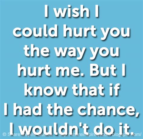 I Wish I Could Hurt You The Way You Hurt Me But I Know That If I Had