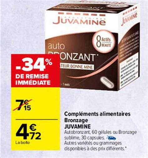 Promo Complément Alimentaires Bronzage Juvamine Chez Carrefour