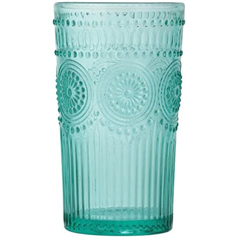 The Pioneer Woman Adeline 16 Ounce Emboss Glass Tumblers Set Of 4 Turquoise Pricepulse