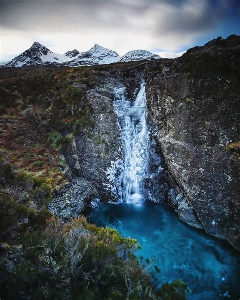 Frozen Waterfalls Beneath The Cuillins On The Isle Of Skye Scotland