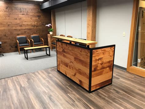 Industrial Reception Desk Reclaimed Wood Desk Front Counter Desk