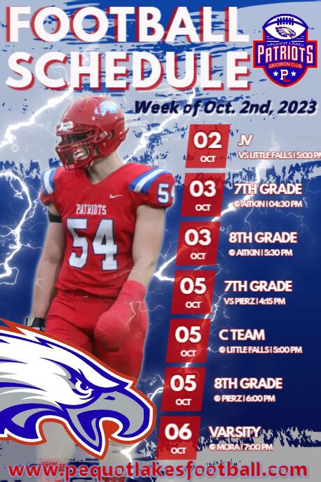 Football Schedule Poster Template 1 Postermywall