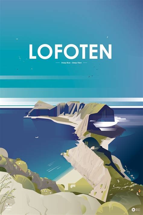 Graphic Concept Of The Lofoten Islands In Norway Tourism Poster Retro