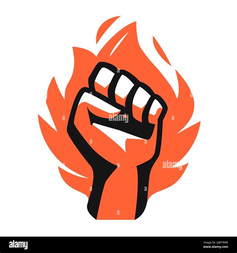 Fist And Fire Emblem Isolated Hand Clenched Power Strength Icon Symbol