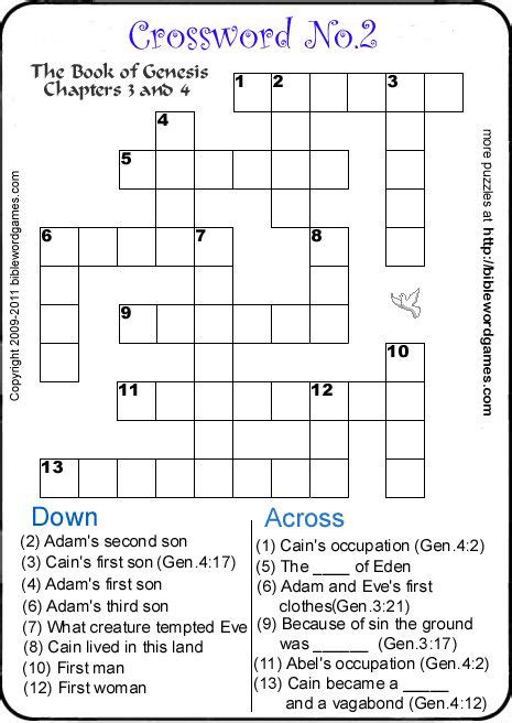 Free Printable Bible Crossword Puzzles With Answers Free Printable