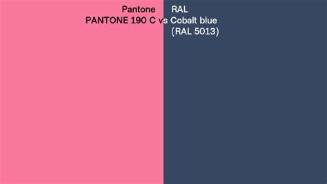 Pantone 190 C Vs Ral Cobalt Blue Ral 5013 Side By Side Comparison