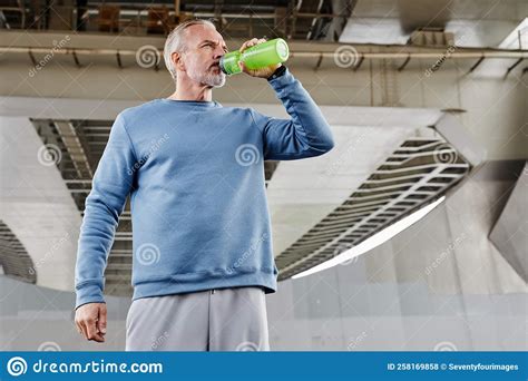 Sportive Senior Man Drinking Water Stock Photo Image Of Mature