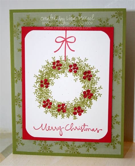 Traditional Christmas Card Wreath Using Snowflake Stamp Creative Cucina