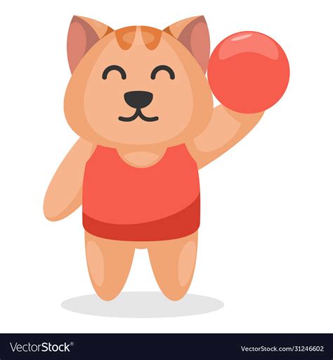 Cute Cat Play Ball Mascot Cartoon Royalty Free Vector Image