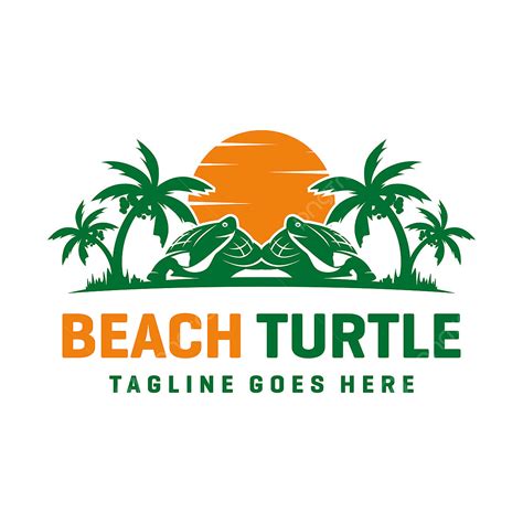 Gambar Templat Desain Logo Penyu Pantai Burung Matahari Terbit