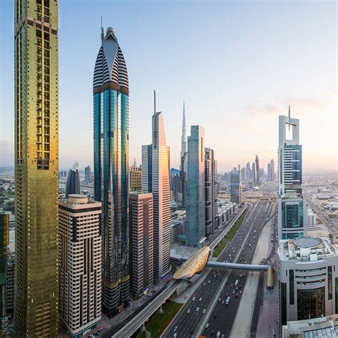 Sheikh Zayed Road And Modern City Architecture Dubai Uae By Stocksy