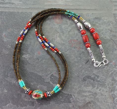 Amber Tibetan Beaded Necklace Necklace Set Bead Handmade Beaded
