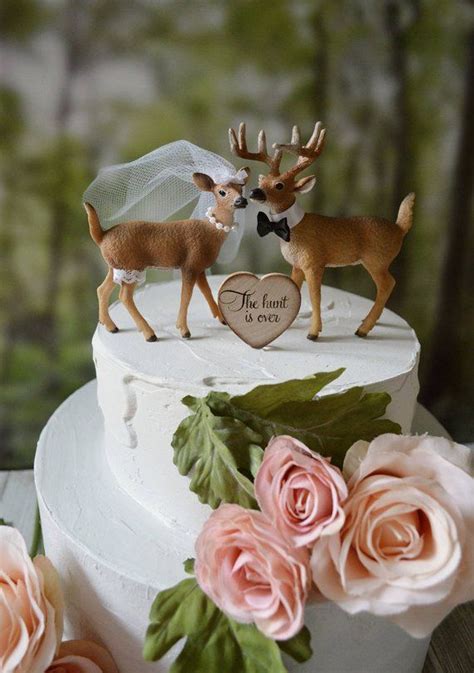 Wedding Cake Topper Deer Hunter Hunting Groom Buck Doe Camouflage
