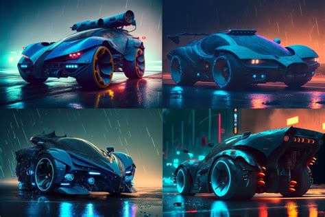 The Concept Art For Batman S Batmobile Is Shown In Three Different