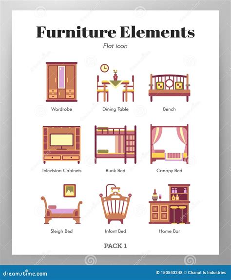 Furniture Elements Flat Pack Stock Vector Illustration Of Cabinet
