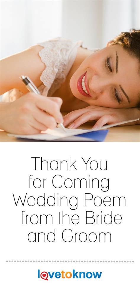 October 16, 2017 at 6:25 am ·. Thank You for Coming Wedding Poems from the Bride and ...