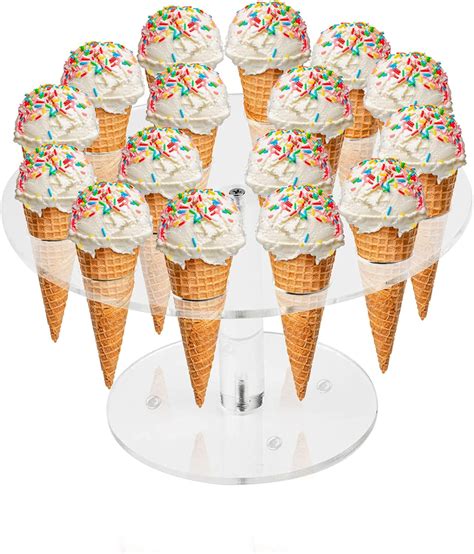 Buy Ice Cream Cone Holder Clear Holes Food Stand Acrylic Waffle Cone Display Stand Hand Roll
