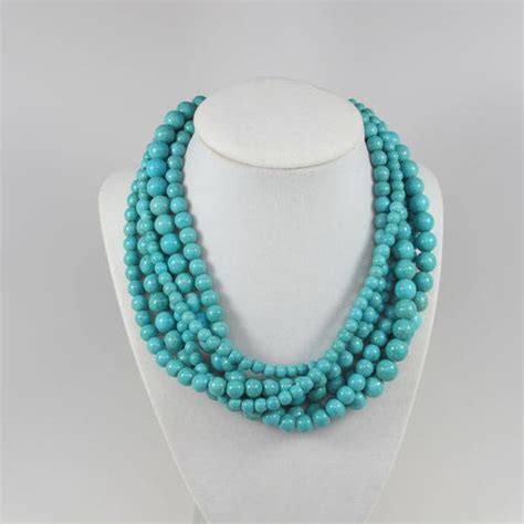 Chunky Turquoise Statement Necklace Multi Strand Statement Etsy