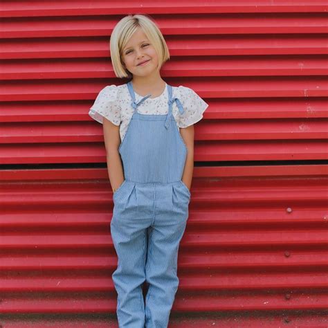 Girls Overalls In White And Blue Stripes Roupas De Menina Roupas Da