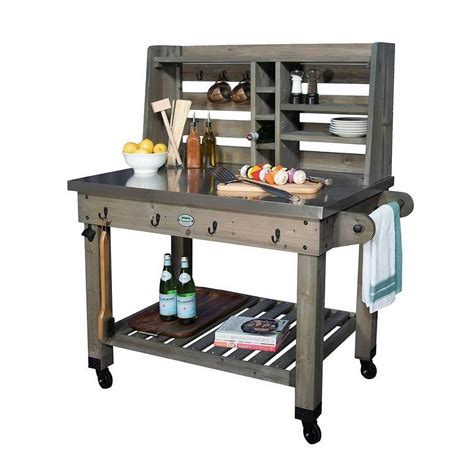 New Rolling Outdoor Kitchen Grill Prep Work Station Mobile Serving Cart