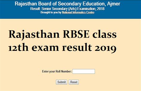 Rbse Result 2019 Rajasthan Board Class 12th Results At Rajeduboard
