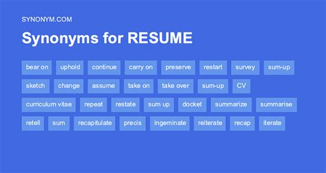 Another Word For Resume Synonyms And Antonyms