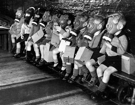 Child Evacuees Wear Gas Masks During Evacuation Victims Of War