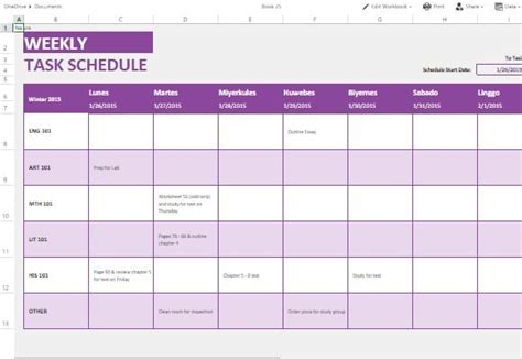 Monthly Task Calendar Template 6 Weekly Task Planning Calendars