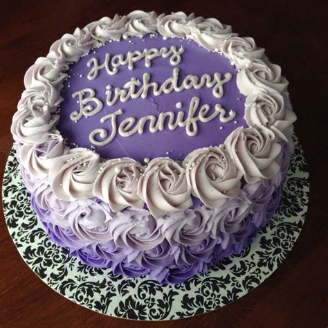 Purple Ombré Buttercream Rosette Cake Purple Cakes Birthday Birthday