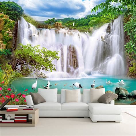 Custom 3d Wall Murals Nature Landscape Waterfalls Photo Wallpaper