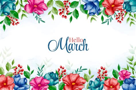 Free Vector Watercolor Hello March Banner Or Background