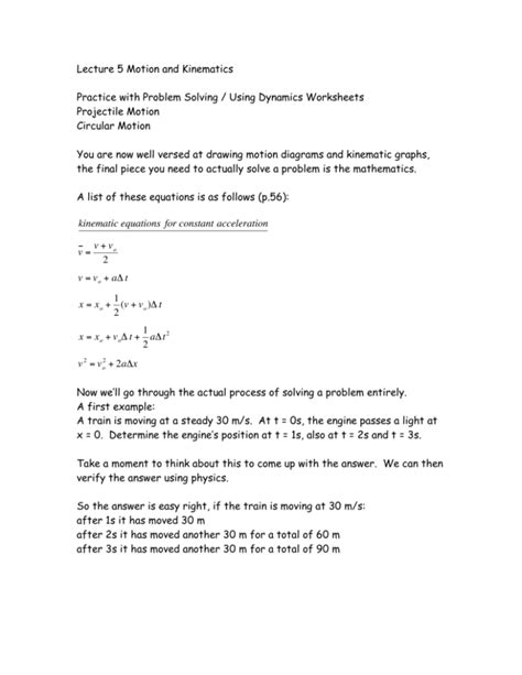 Kinematic Equations Practice Problems Worksheet Tessshebaylo