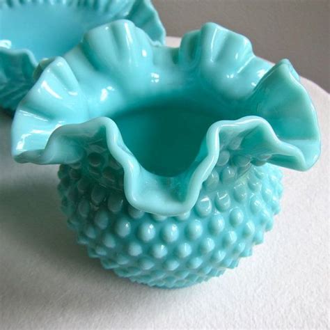 Blue Hobnail Milk Glass Vase By Fenton Is There Anything More