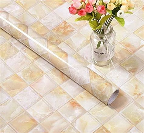 Elegant Marble Tiles Backsplash Adhesive Paper Peel Stick Granite Vinyl