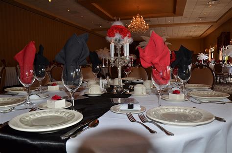Red And White Wedding Reception Table Decorations