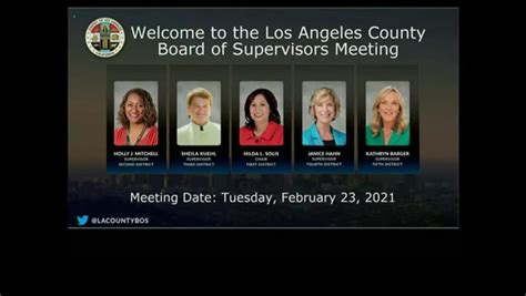 Los Angeles County Board Of Supervisors Meeting 2232021 La Bos
