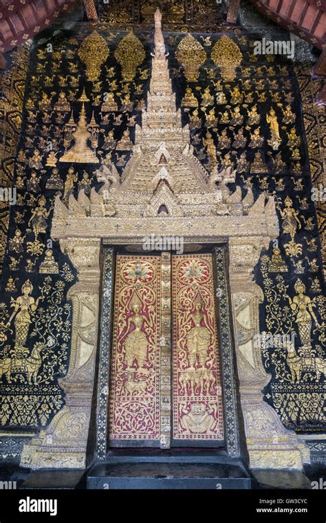 Beautiful Main Doors To Wat Xieng Thong Temple Luang Prabang Laos