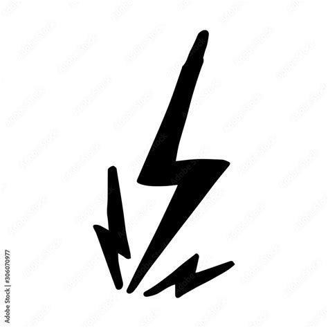 Hand Drawn Vector Doodle Electric Lightning Bolt Symbol Sketch