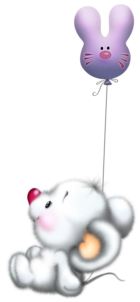 Cute White Mouse With Balloon Cartoon Free Clipart Clip Art