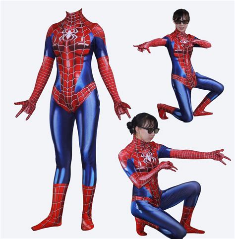 female ultimate spiderman costume jumpsuit spandex 3d spider man superhero costume halloween