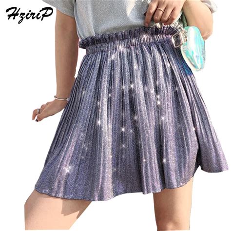 Hzirip Hot Skirt Women 2018 Summer High Waist Short A Line Mini Skirt Lighting Sexy Casual