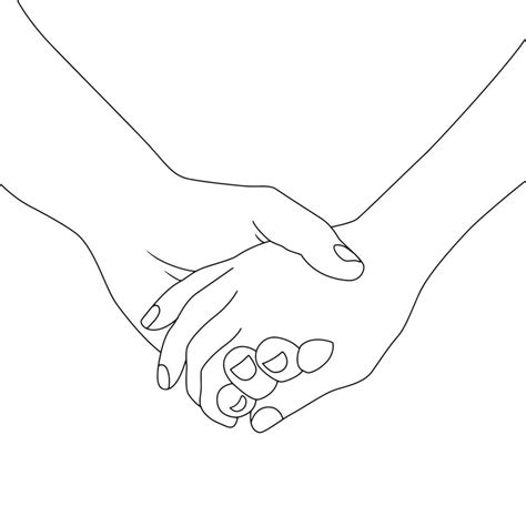 Coloring Pages Hand In Hand Pose Illustrated On White Background