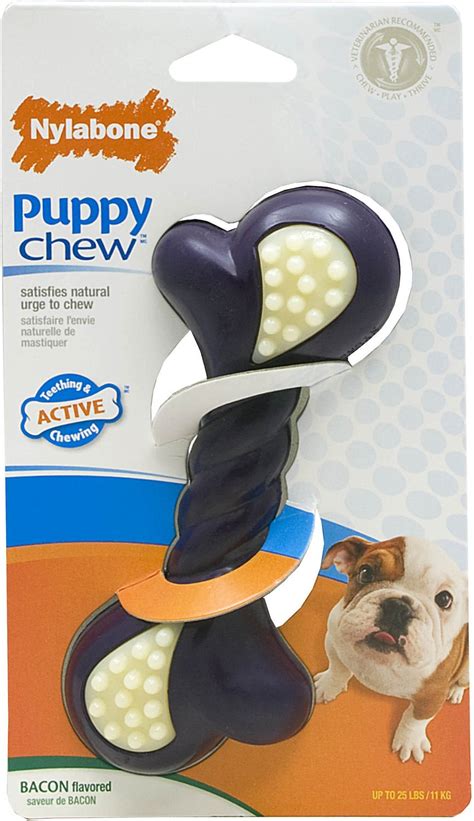 Nylabone Puppy Chew Double Action Bacon Flavor Dog Toy Small